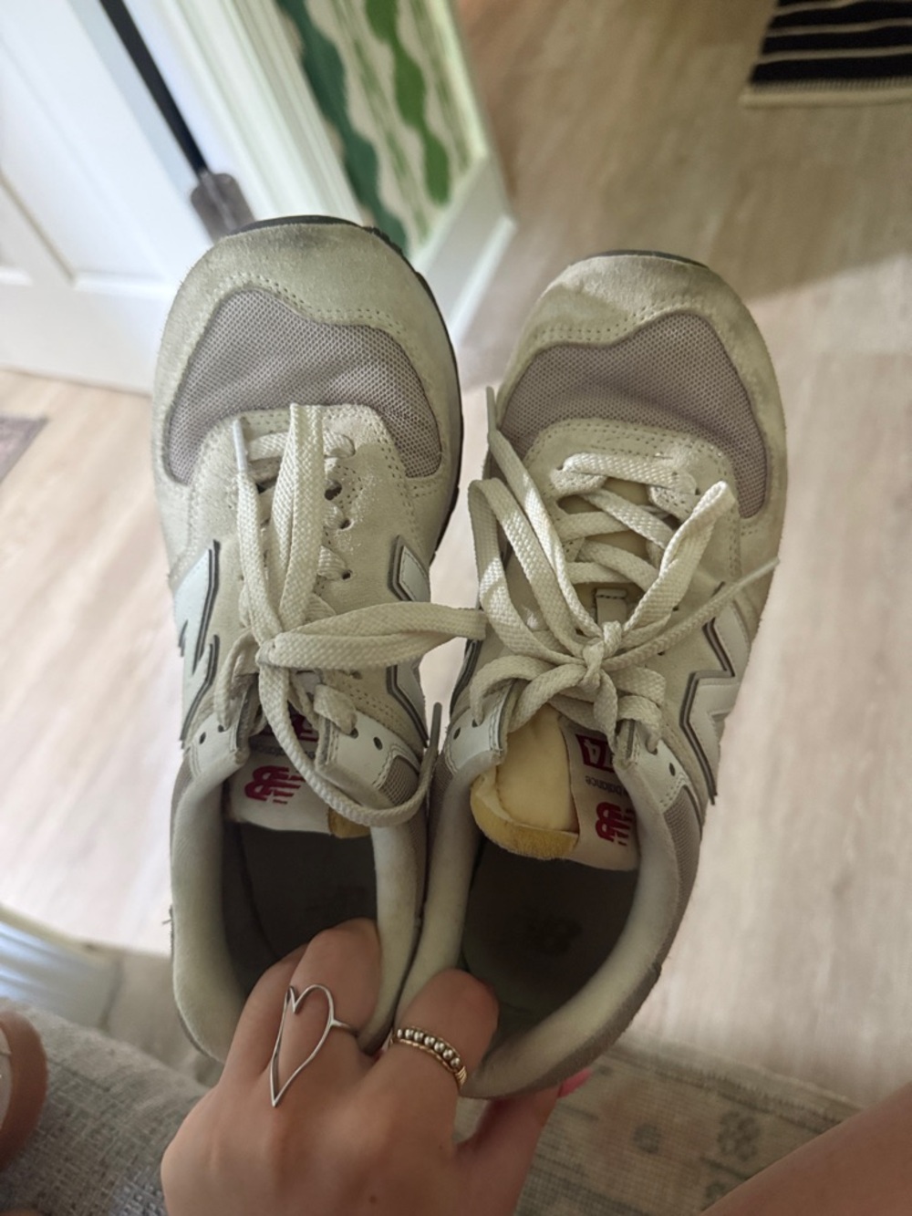 New Balance Cream and Gray Casual Sneakers